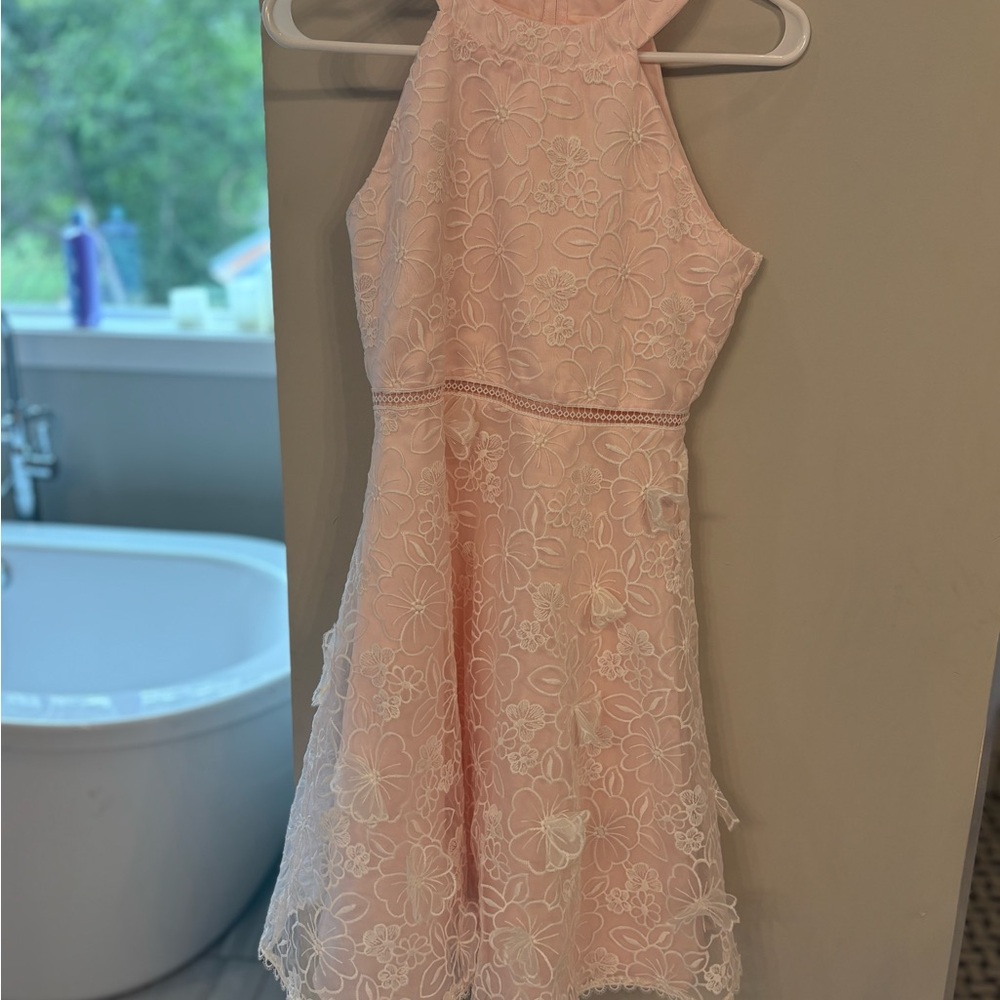 Rare Editions Light Pink Floral Lace Dress